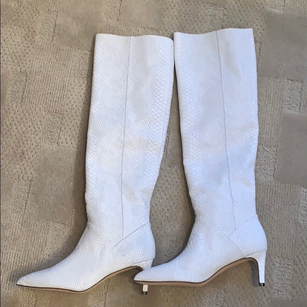 Faux Snake Skin Knee High Boots